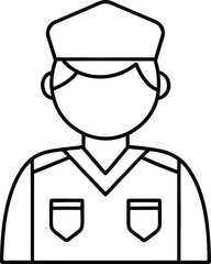 security guard outline icon with badge.