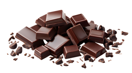 Pile of Chocolate Chunks on Transparent Backdrop