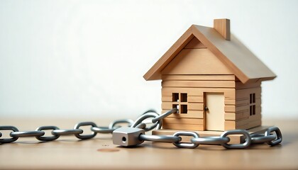 Home concept, Home savings, Selling home, Money and house, house model placed on a wooden surface with a blurred white background, created with generative ai