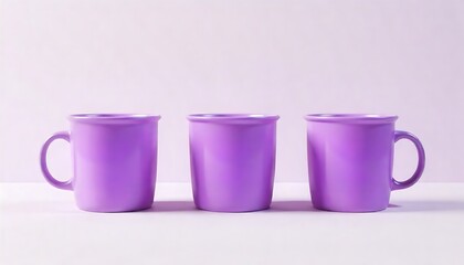 Three ceramic mugs. Cups for coffee or tea. Ready for your design, e-commerce product, Purple mug mockup isolated on white background, created with generative ai