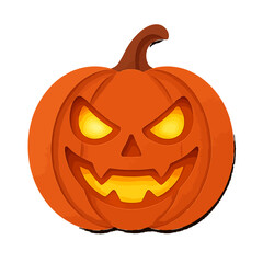 Fototapeta premium Glowing halloween pumpkin with spooky face and fiery eyes