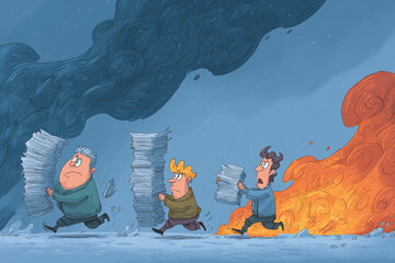 people running from fire