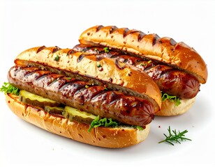 Grilled Hot Dogs with Pickles in Buns