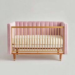 Pink Upholstered Baby Crib