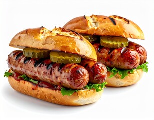 Grilled Hot Dogs with Pickles in Buns