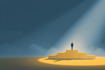 silhouette of man on podium