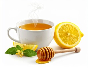 Hot Lemon Honey Tea in White Cup