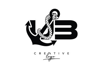 UB Creative Monogram Latter Logo with Anchor and Rope Design Minimalistic Logo Design 