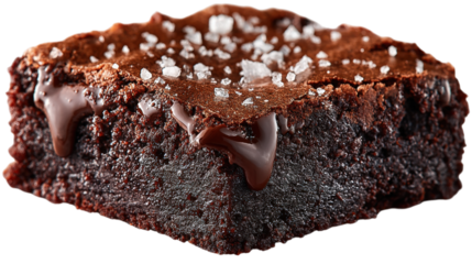 Salted Chocolate Brownie on Transparent Backdrop