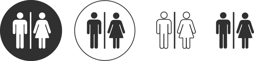 Male And Female Restroom Icons In Different Styles And Colors toilet bathroom
