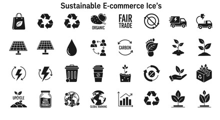 Sustainable E-Commerce Icons for Eco-Friendly Products