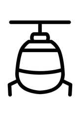 Outline icon of a helicopter. A simple line art of a helicopter. Minimalist icon of an aircraft.