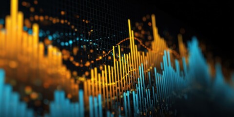Vibrant digital financial graph with dynamic data visualization. Abstract Financial Data Graph Overlay