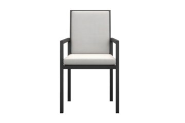 Modern armchair with upholstered seat and back isolated on transparent background