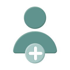 Obraz premium Add new user. Person account profile. Human figure symbol. Vector avatar emblem. EPS 10.