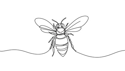 Single-line drawing of a bee