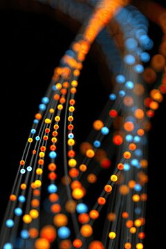 Abstract network of glowing orbs in vibrant colors