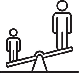 Unequal balance scale with two figures representing disparity