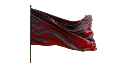 Dark crimson flag billowing in the wind