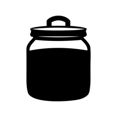 Stylized Black and White Illustration of a Full Preserved Food Jar