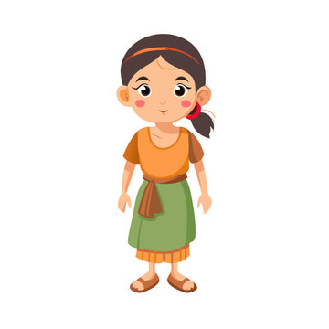 2d  village girl cartoon character ready for animation moral stories, made by adobe illustrator and ready for animate cc