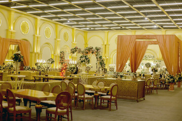 Elegant Wedding Reception Venue with Floral Decorations