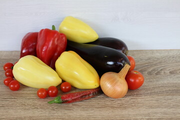 seasonal vegetables from our garden on the table