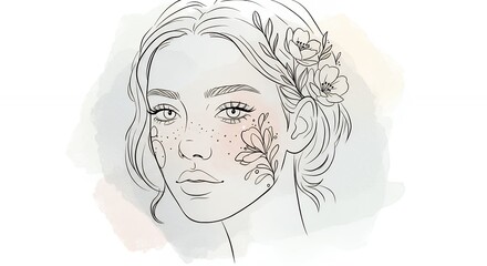 Woman face with floral design illustration