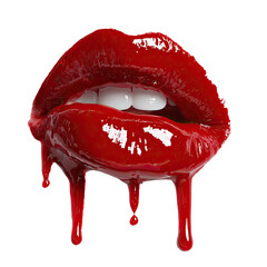 Close-up, dripping red lips