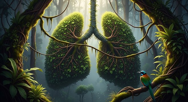 Lungs of the Forest, Natures Breath, Healthy Breathing, Environmental Harmony, Sustainable Living.