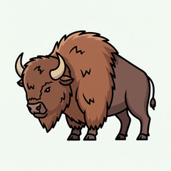 Fototapeta premium A flat vector icon of a bison with shaggy fur and horns
