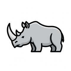 Obraz premium A flat vector icon of a rhinoceros with a large horn