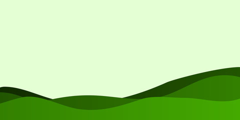 Minimal flat vector illustration of green hills landscape background