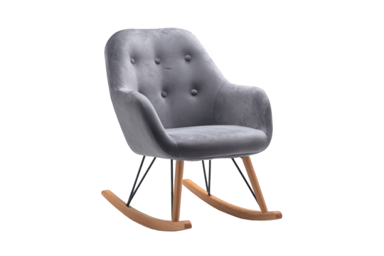 Modern grey rocking chair isolated on transparent background