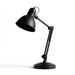 Black adjustable desk lamp against white background
