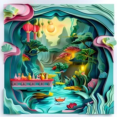 Jungle Frame Background &mdash; Lush green jungle with open center frame, natural border for posters or game art
