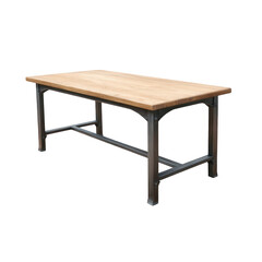 Fototapeta premium Rustic wooden dining table with metal legs isolated on transparent background