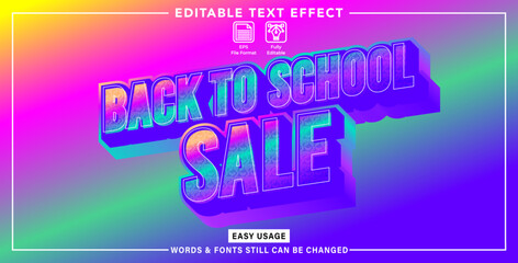 Editable graphic text effect back to school sale style