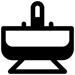 Bath. Outlined stroke vector icon with black-filled details.