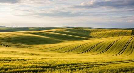 Obraz premium Golden Wheat Fields Rolling Hills Landscape.