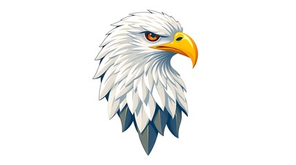 Obraz premium Stylized illustration of a fierce bald eagle head. A powerful and elegant symbol of freedom, patriotism, and strength, isolated on a white background