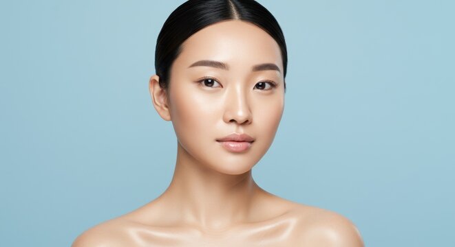 Bright modern open plan office interior with rows of empty computer workstations.