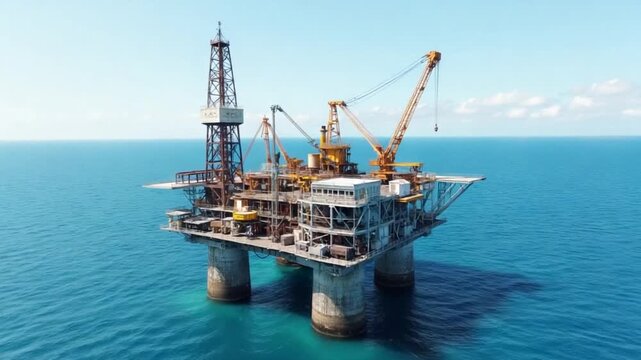 Old Oil Rig Platform in the Ocean