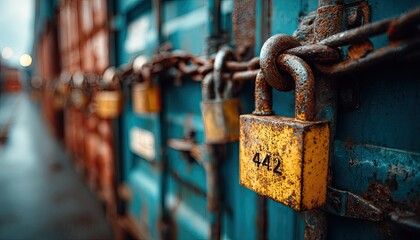 Rusty padlocks secure shipping containers (1)