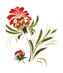 Vector floral composition from hand painted fantasy flowers on a white background