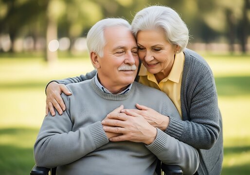 Affectionate Senior Couple Outdoors.
