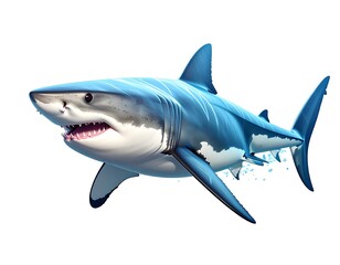 Obraz premium Great white shark, swimming, isolated