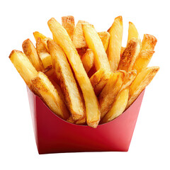 Golden French Fries in Red Cardboard Container