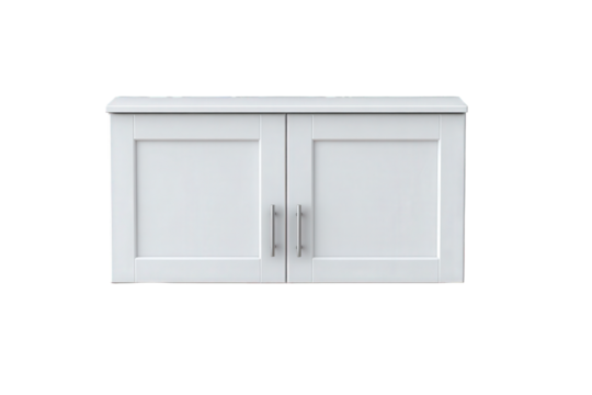 White kitchen wall cabinet with two doors isolated on transparent background