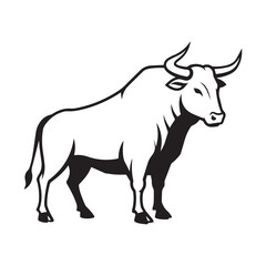 black and white illustration of a cow
